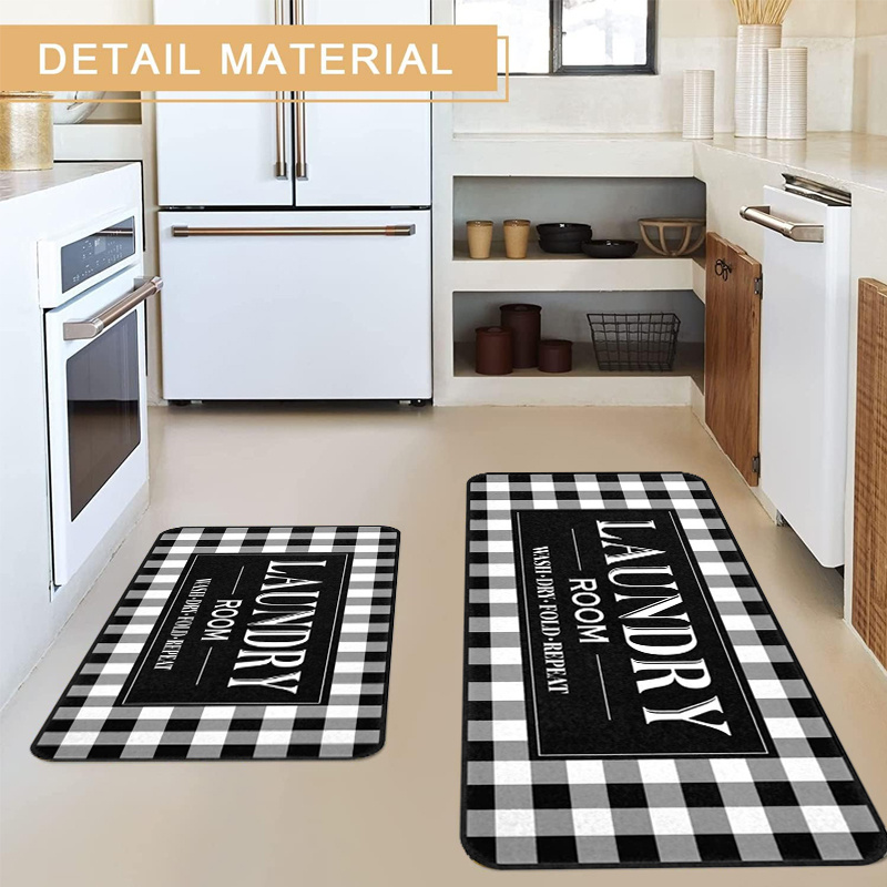 Laundry Room Rug Non-slip Flannel Floor Mat for Washroom Mudroom