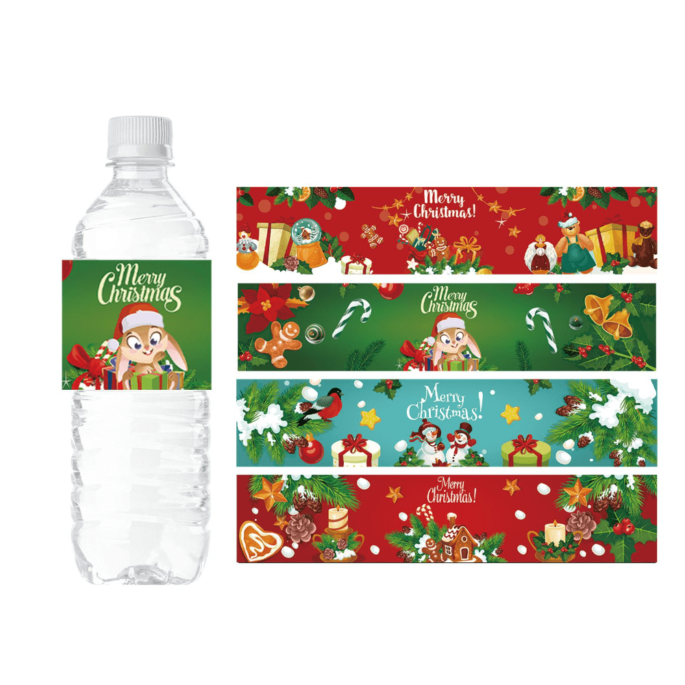 24pcs Christmas Themed Bottle Labels Stickers For Party Water Bottle  Wrapping