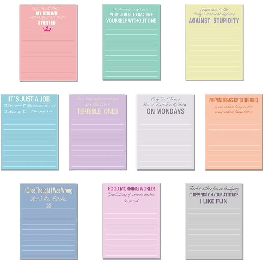 12 Snarky Sticky Notes with Funny Complaining Quotes - Vibrant 3 x 3 Inch  Memo Pads for Office Supplies and Colleagues (Stylish)