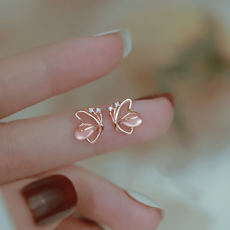 creative cute pink butterfly earrings cute animal jewelry classic party birthday gifts jewelry accessories for girls 0
