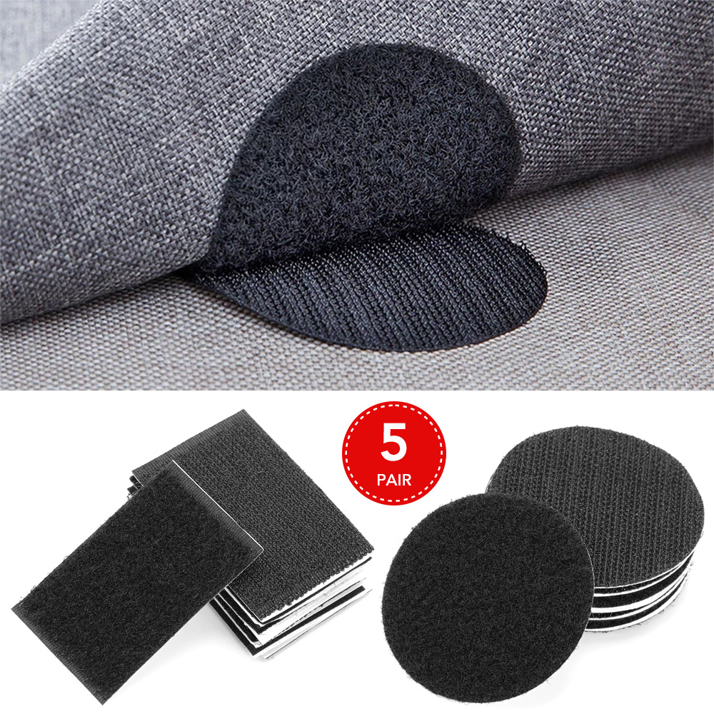 5pairs Seamless Double-sided Fixed Velcro Adhesive Sofa Bed Sheets Rug  Table Cloth Anti-running Anti-slip Floor Home Decoration