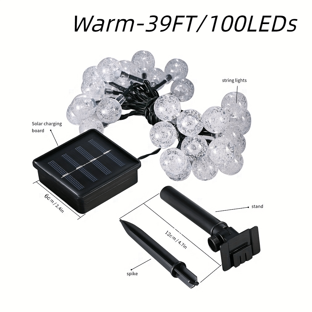 1 Paquet Guirlandes Solaires Solaires 100 Led 64ft Ip65 - Temu France