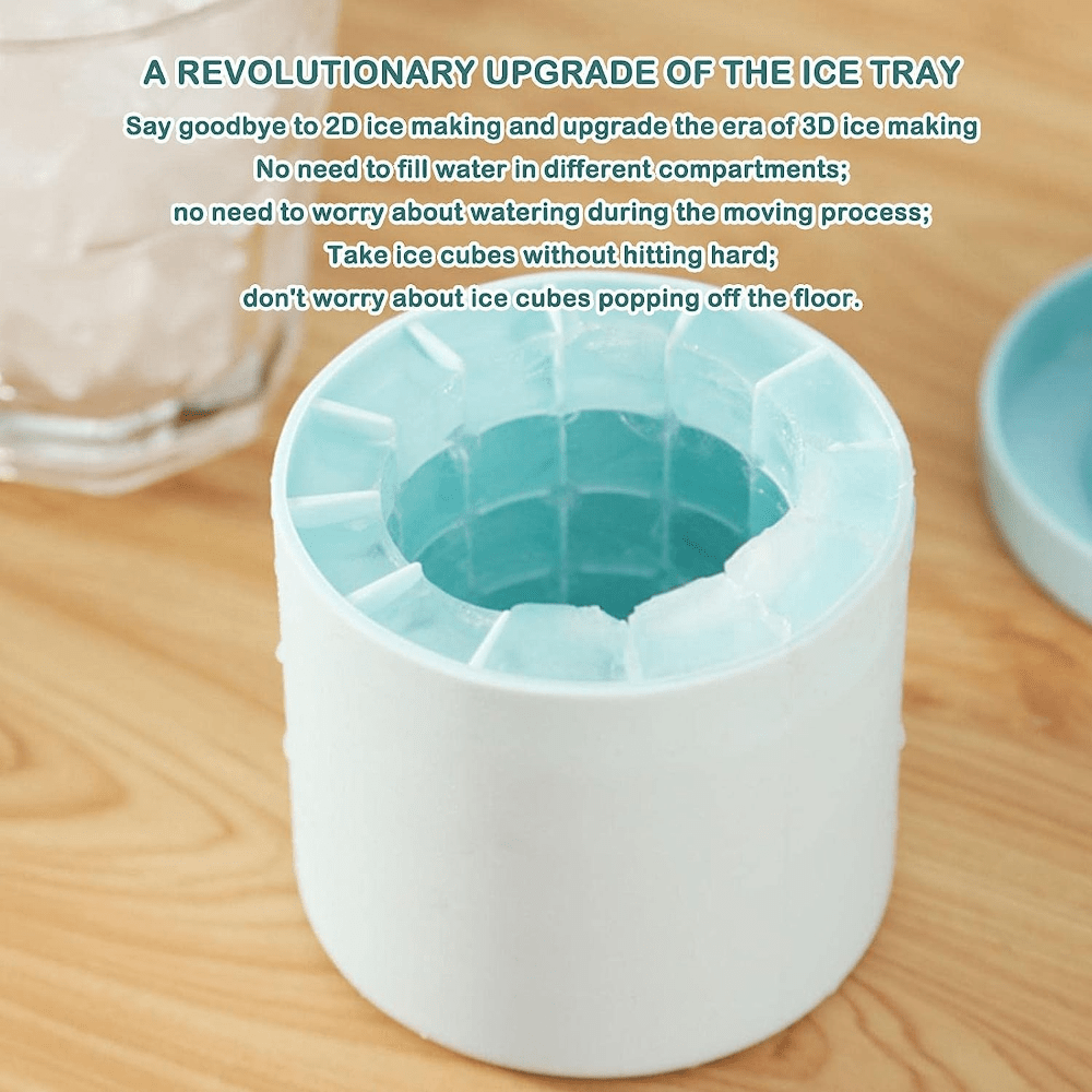 Silicone Ice Cube Mold, Cylindrical Ice Cube Tray Cup Upgraded 3d