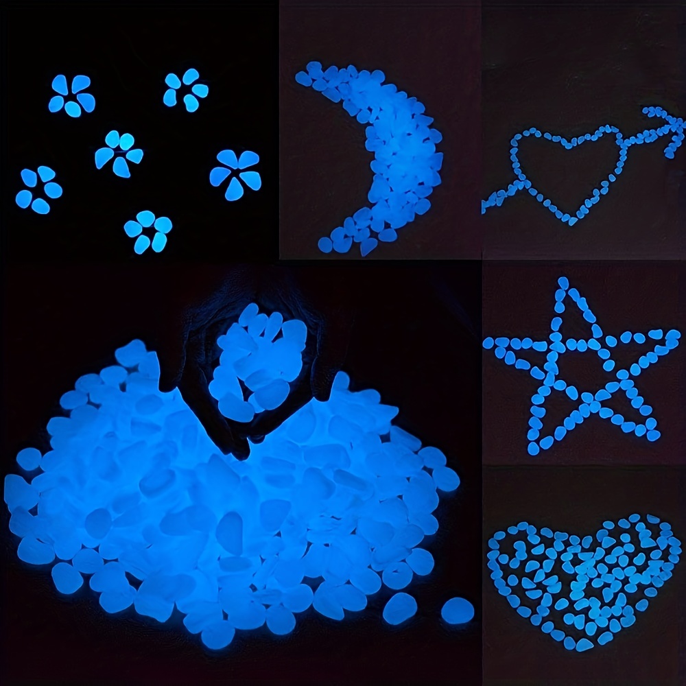 ZoomSky 200pcs Glowing Pebbles Glow In The Dark Stones Rocks Colorful Luminous Cobblestones Gravel Decoration For Garden Pathway Yard Aquarium Fish Tank