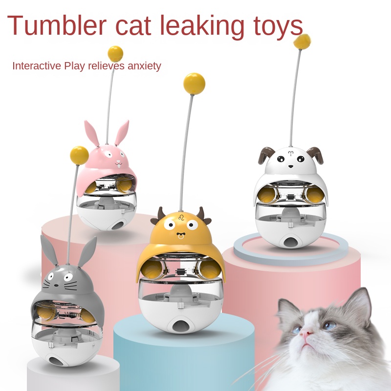 Adjustable Cat Treat Dispenser Toy - Leak Hole Design - Anti