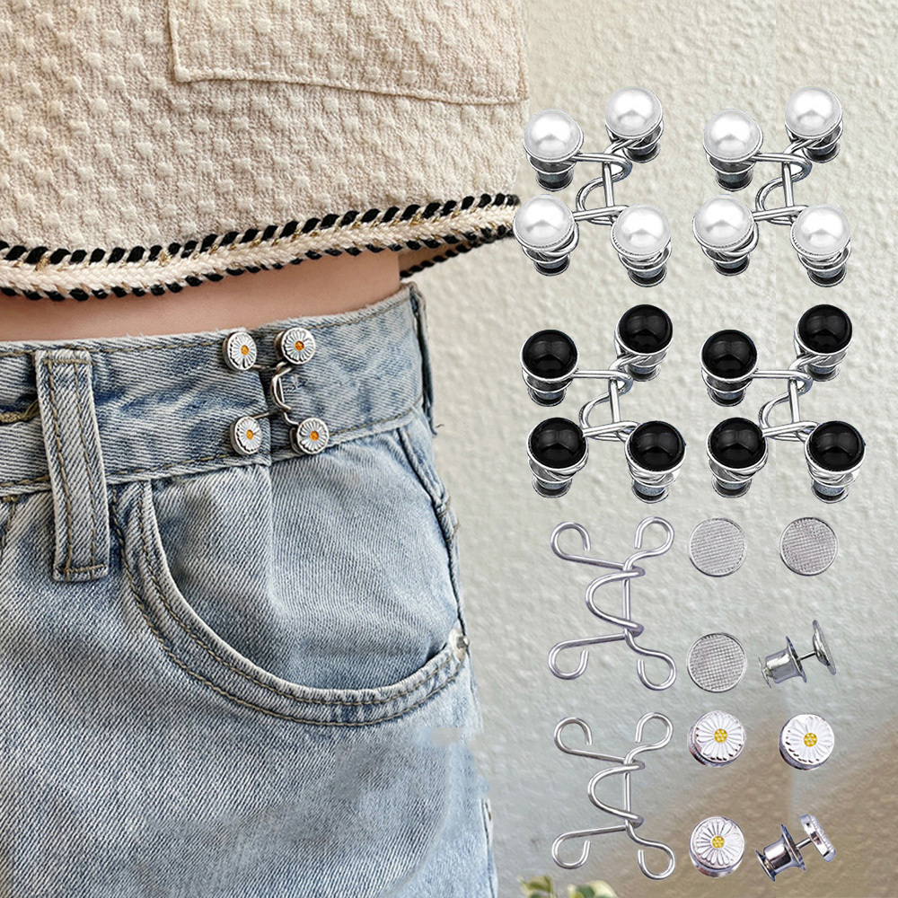 Unisex Retractable Buckles Metal Buttons Jeans Waist - Temu