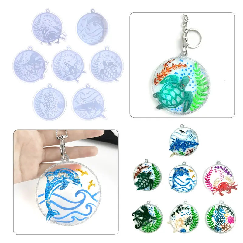 2pcs Silicone Resin Molds For Jewelry Keychain Pendent Necklace, Cute  Animal Series Piglet Chicken Bear Shape Ornaments Pendant Casting Molds For  UV R