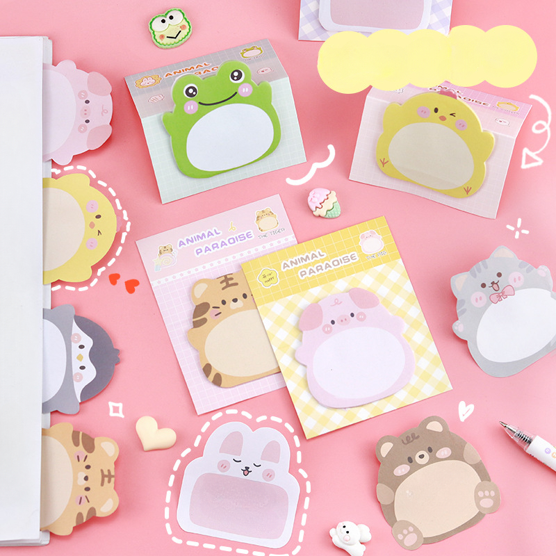 

8pcs Cute Cartoon Animal Sticky Notes, Creative Animal Message Memo Note Perfect For Students