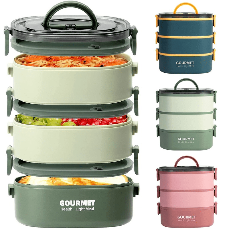 2L Stainless Steel Bento Lunch Box Stackable Lunch Box