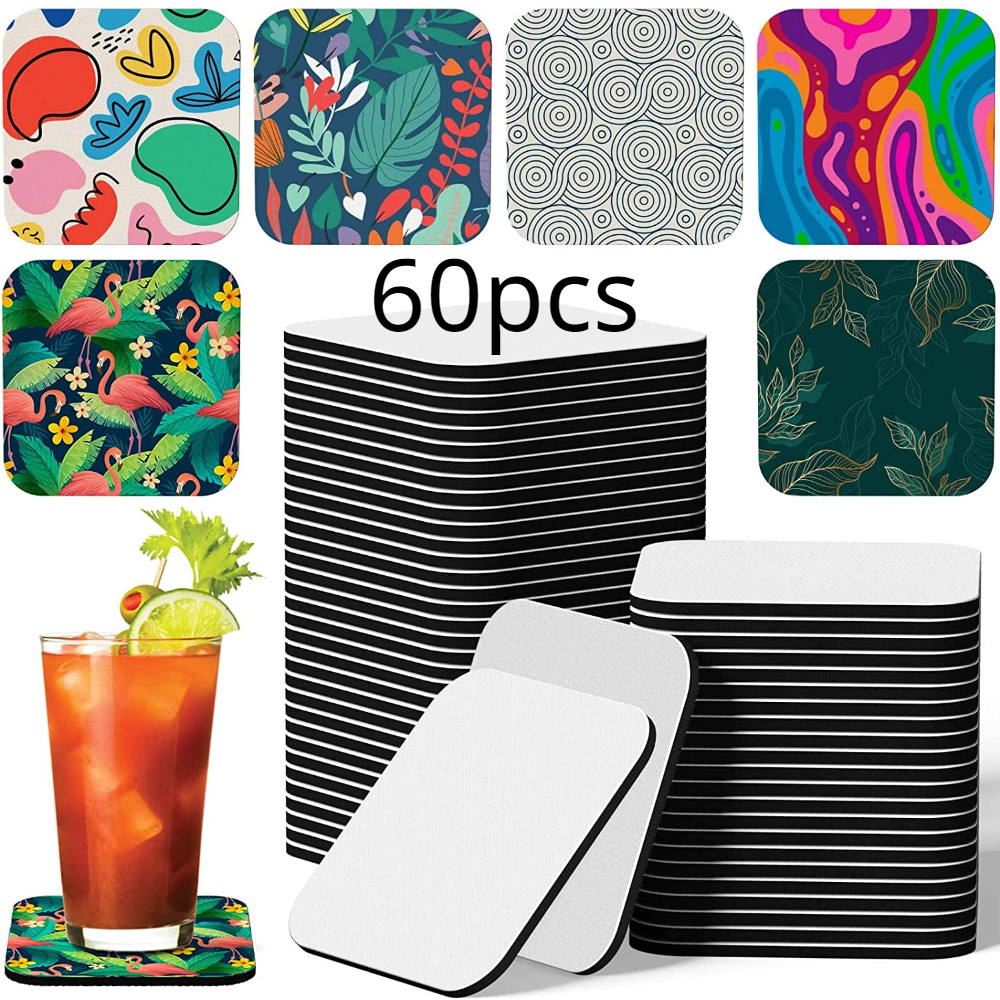 Sublimation Coaster Blanks Products,Sublimation Cup Coasters Rubber Cup Mat for Heat Transfer Printing Crafts,Projects, White