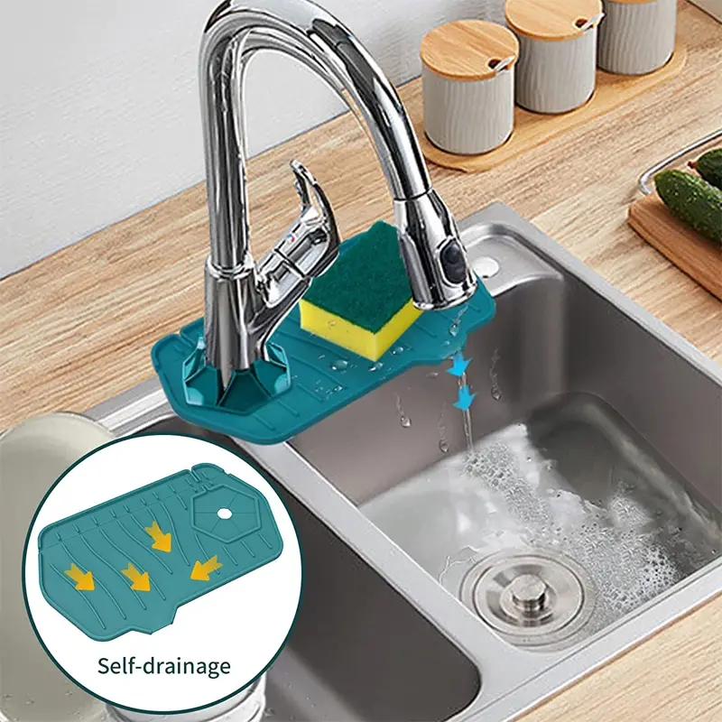 Soft Silicone Sink Mats For Faucet - Double-sided Design With Self