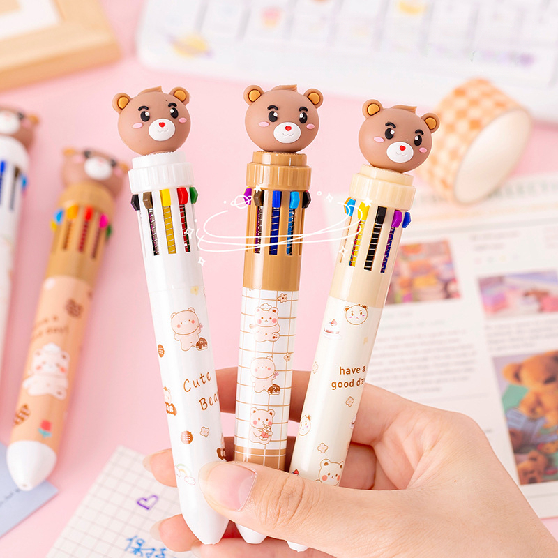 Fun Pens for Kids, Multi-color Ballpoint Pen 6-in-1, Party Favors  Transparent Barrel Ballpoint Pen 6-Color 0.5mm for Office School Supplies  Students Children Gift