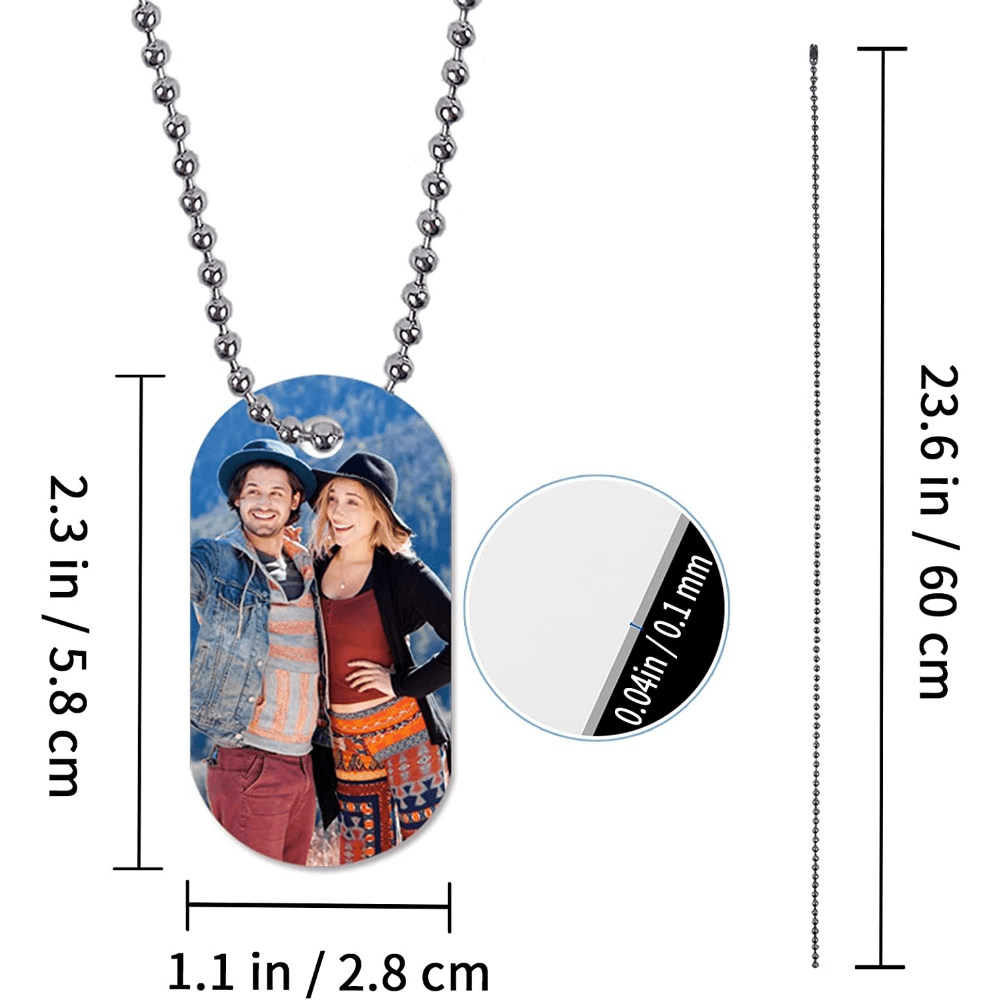 Sublimation Blanks Dog Tag Aluminum White Sublimation Stamping Tag Pendants  Double Sided Blank Stamping Metal Tags, 23.6 Inch Dog Tag Chain Keyrings