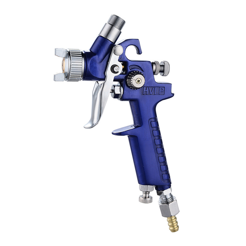 HVLP Mini Spray Gun, Gravity Feed Air Spray Paint Gun, 1.0mm Nozzle, 125ml  Cup for Car Prime, Furniture Surface Spraying,Wall Painting Blue