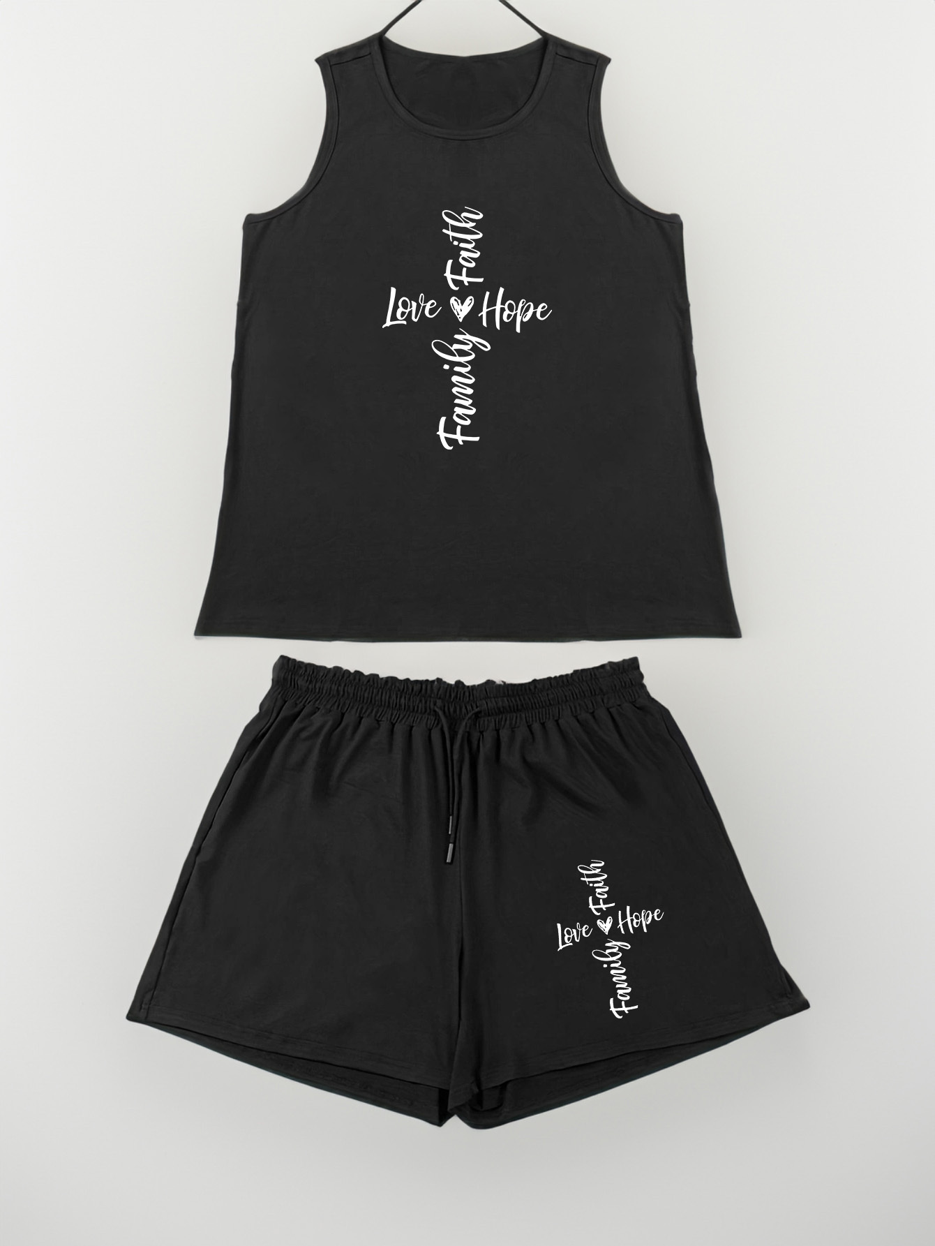 Casual Loungewear Set Women's Plus Tank Top & Shorts Pajama Set