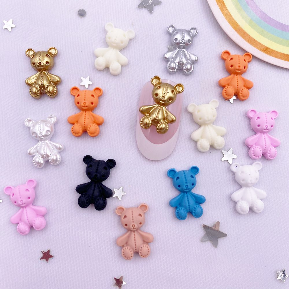 Cute And Cuddly 3d Little Bear Nail Art Charms With Glitter - Temu