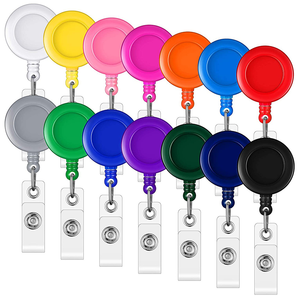 Mix Colors 10pcs ID Badge Holder Clip Plastic Retractable Badge Reel Name  Clip Nurse Badge Reels