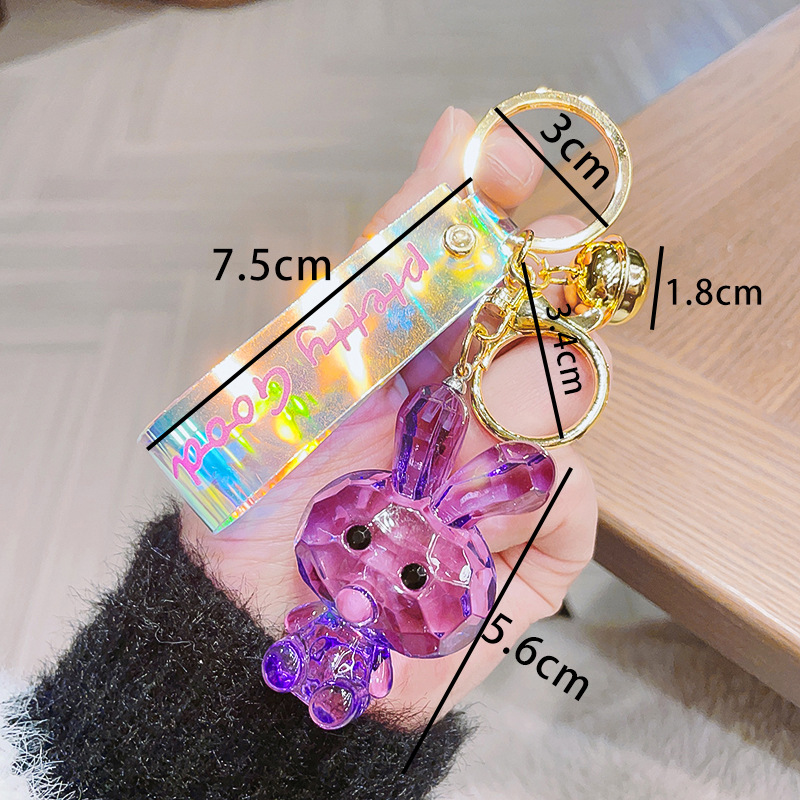 Cute Crystal Rabbit Keychain Bracelet Wristlet Kawaii Animal - Temu