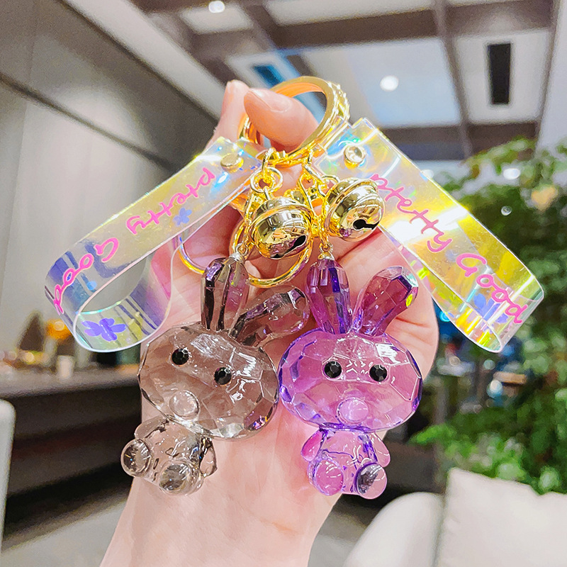 Cute Cat Bracelet Keychain Kawaii Animal Wristlet Key Chain Ring
