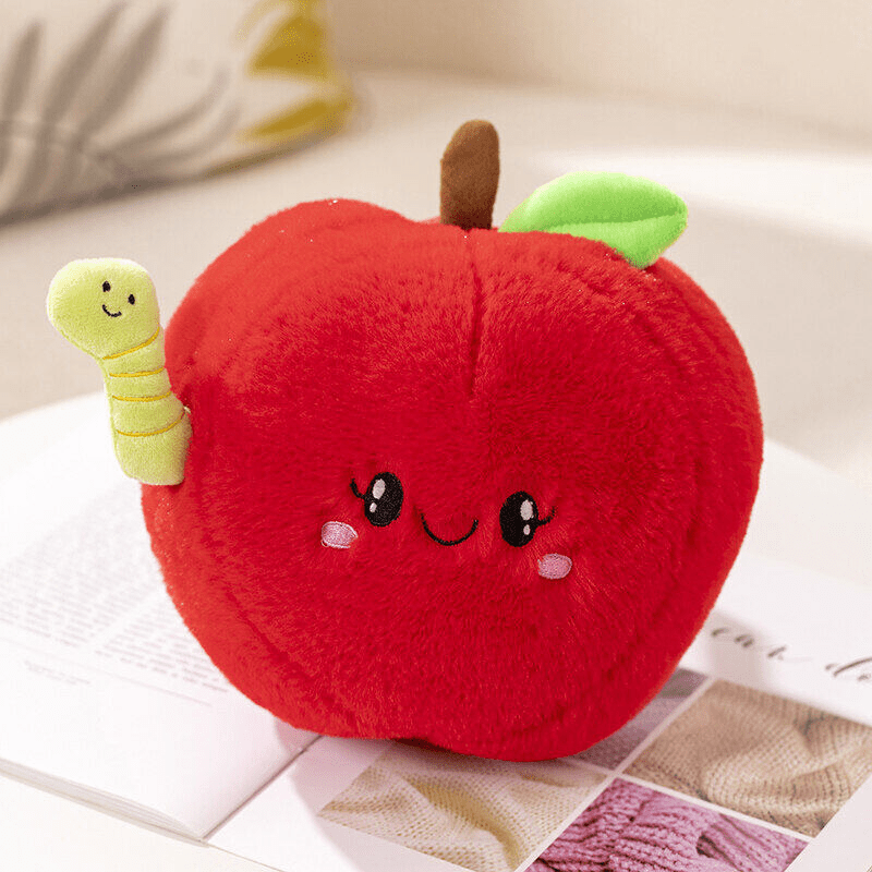 Kawaii Apple Plush, Cute Fruit Food Pillow, Play Food Toy