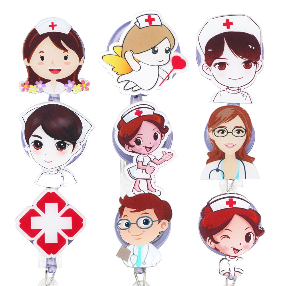  9 Pcs Felt Nurse Badge Reel, Badge Reels Retractable