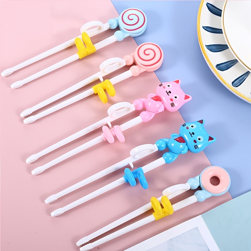 

1 Pair Pp Children's Chopsticks, Cute Cartoon Donut Lollipop Design, Training Chopsticks, Chopsticks Trainer/assistant For Beginners, Kitchen Gadgets