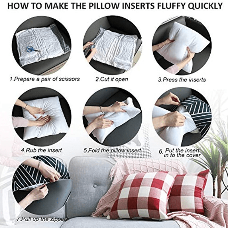 Set of 4 18x18 Pillow Inserts, Hypoallergenic Couch Pillow Stuffing, Couch  Cover, Decorative Throw Pillows for Bed, Sofa & Outdoor