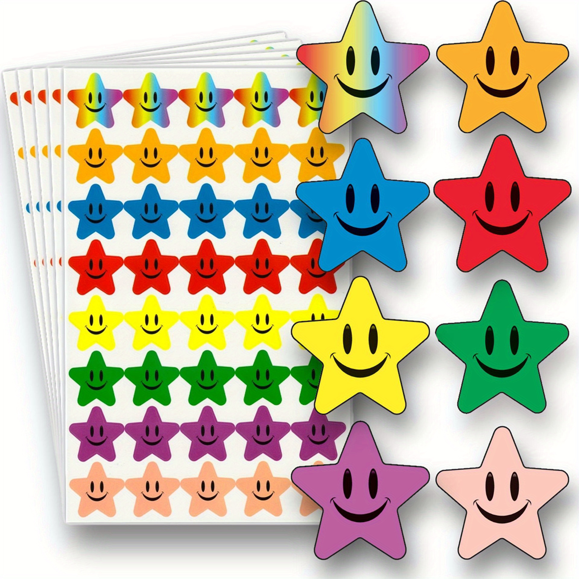 600Pcs Holographic Small Star Stickers, 10 Colors, Foil Star Stickers for  Kids Reward, Teachers School Office Supplies(1 Diameter)
