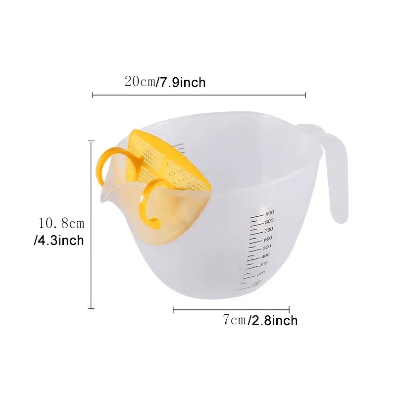 Egg Liquid Measuring Bowl Filter Measuring Cups, Liquid Measuring Cups, Egg  Filter, Large Capacity Transparent Stirring Egg Strainer Bowl With  Ergonomic Handle, Kitchen Supplies - Temu United Arab Emirates