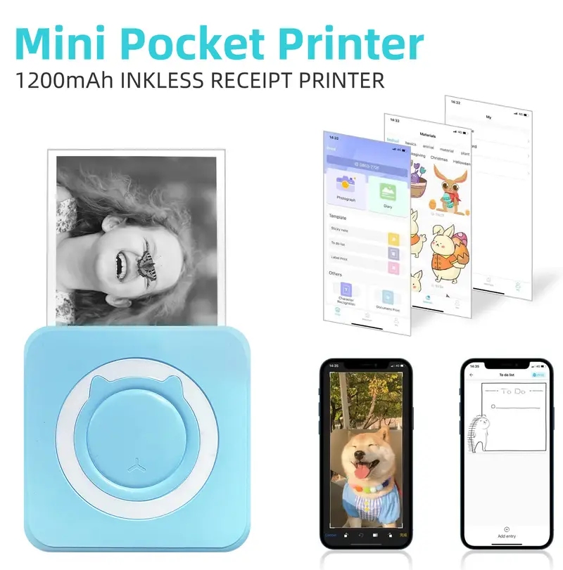mini printer portable pocket printer inkless photo printer for wireless printer for ios android smartphone details 0