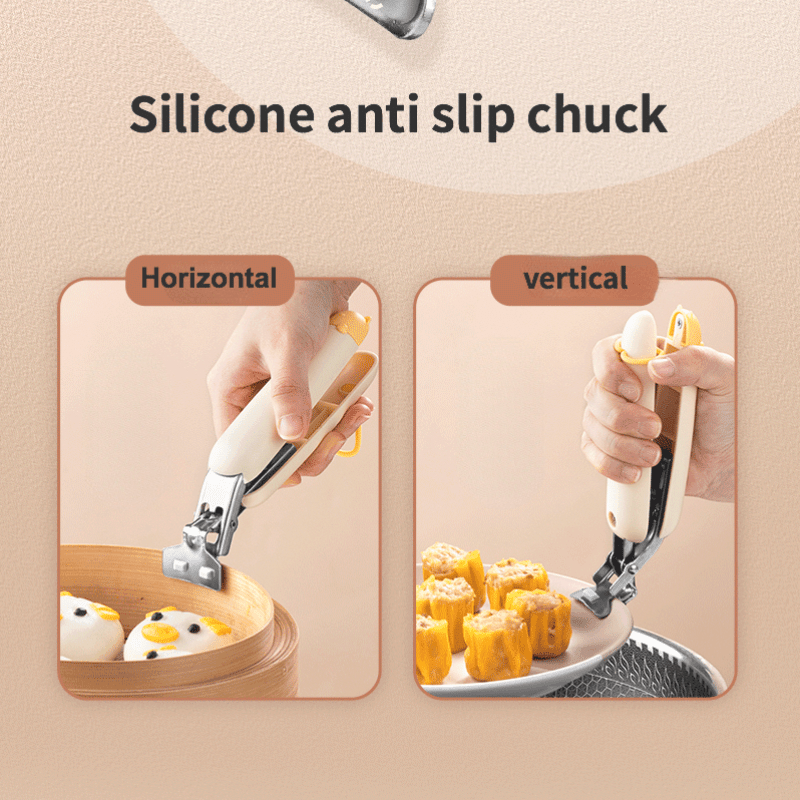 Non-Slip Pot Plate Bowl Clip Retriever Tongs Silicone Handle