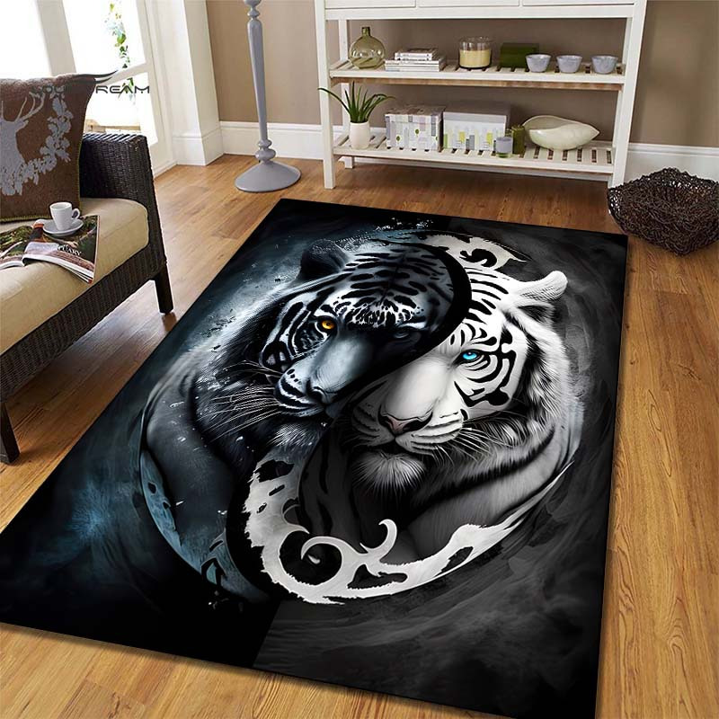 

1pc Tiger Pattern Carpets For Living Room Bedroom, Machine Washable, Non-slip Tiger Rugs For Bathroom And Kitchen, Aesthetic Room Decor, Home Decor