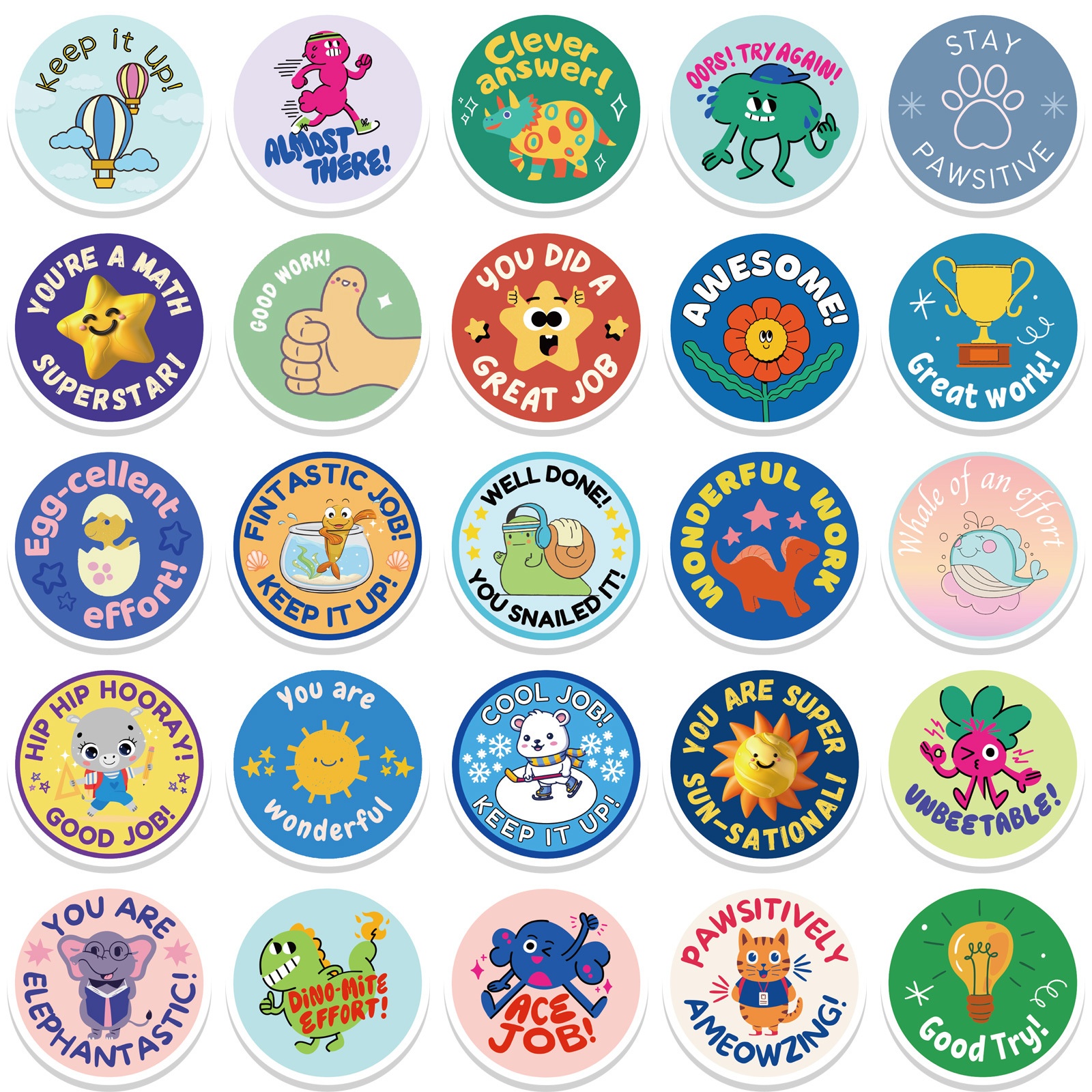 GOLEEX Waterproof Vinyl Monster 20 Pcs Pack Themed Good Job Students  Sticker Items Encouraging Stickers for Students Boys Girls Kids Award from