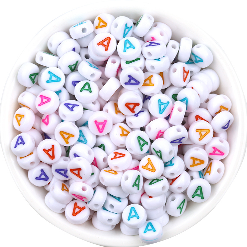 Acrylic Colorful Vowels Single Letters Round Flat Beads Diy - Temu