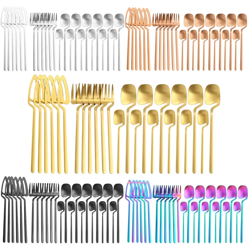 sanding hanging cup main five pieces 30pcs creative cutlery set stainless steel tableware set knife fork coffee spoon dinnerware set kitchen hanging cup flatware Product details 0
