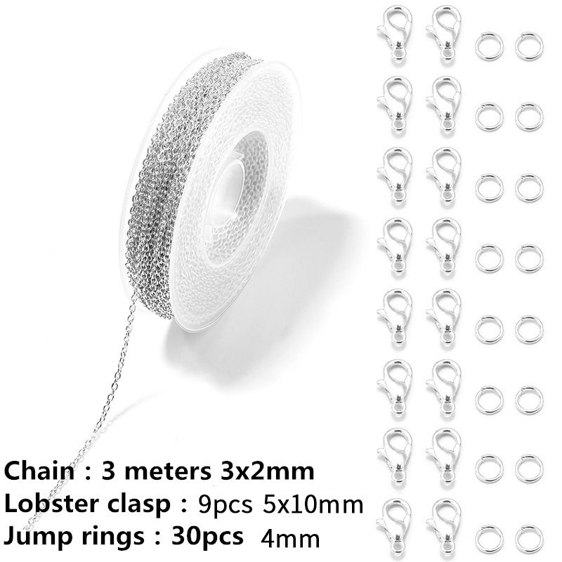 3meter Alloy Bulk Link Chain With Jump Rings Lobster Clasps - Temu