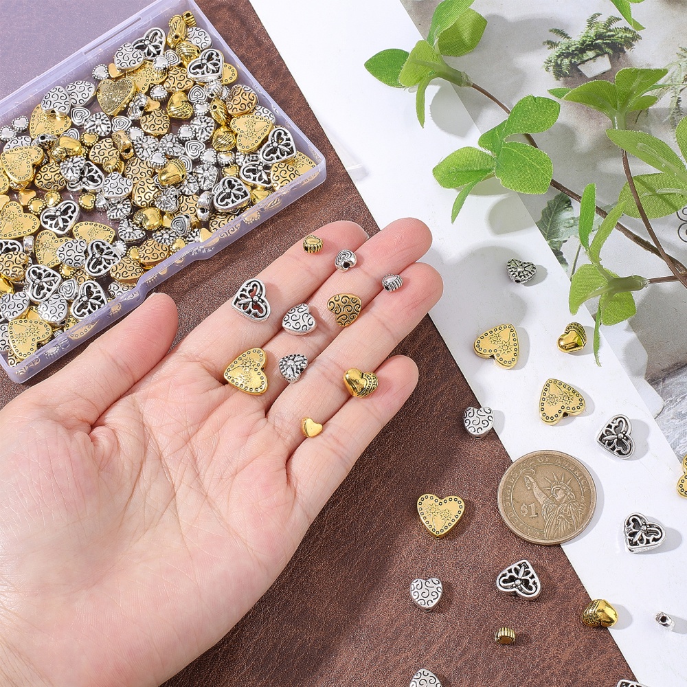 200 Pcs Mixed Heart Shape Beads for DIY Jewelry Making