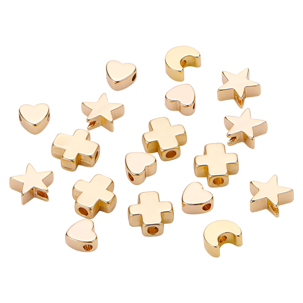 18k Gold Plated Brass Beads Round Spacer Beads With 4 Mixed - Temu