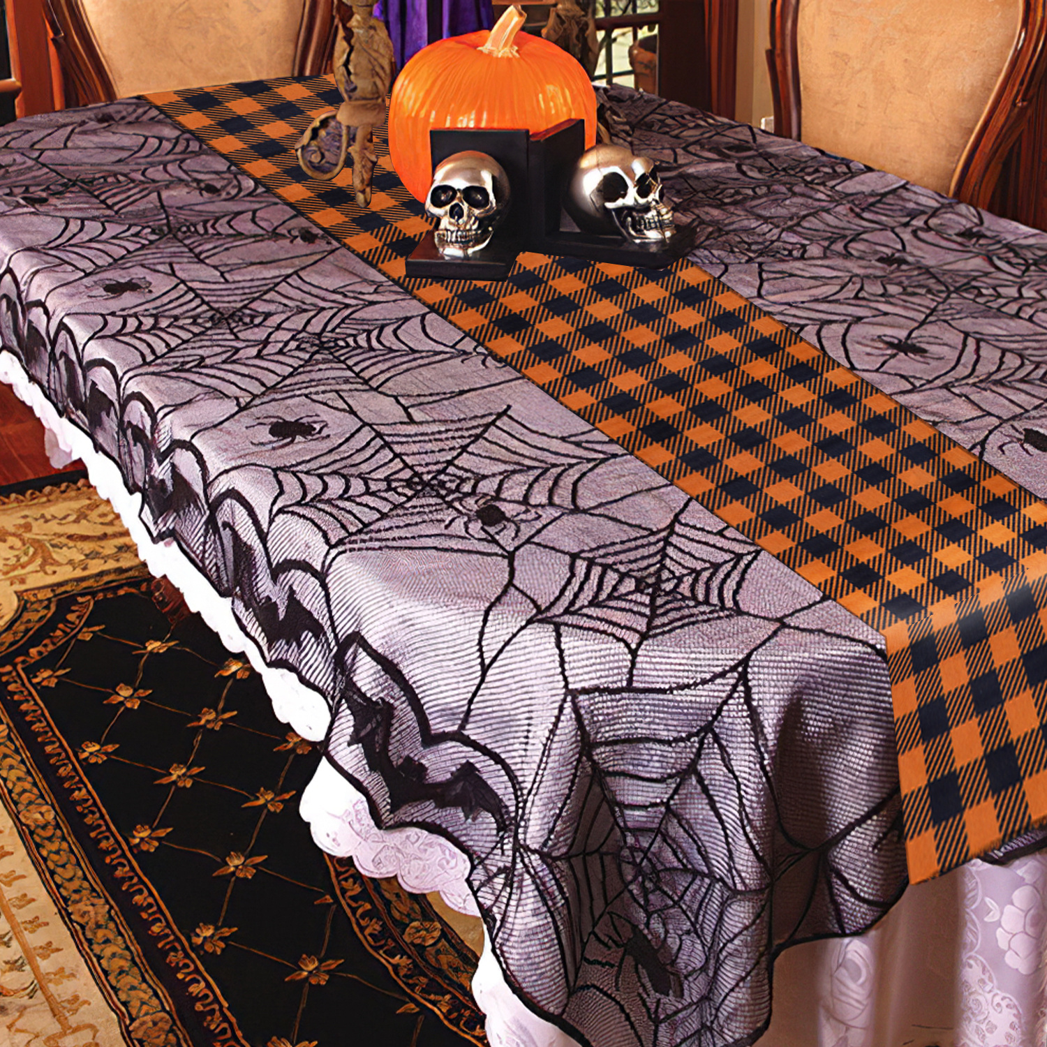 S337 ハロウィン テーブルクロス クモの巣のディナーテーブル 装飾 おしゃれ 最大58%OFFクーポン - ハロウィン