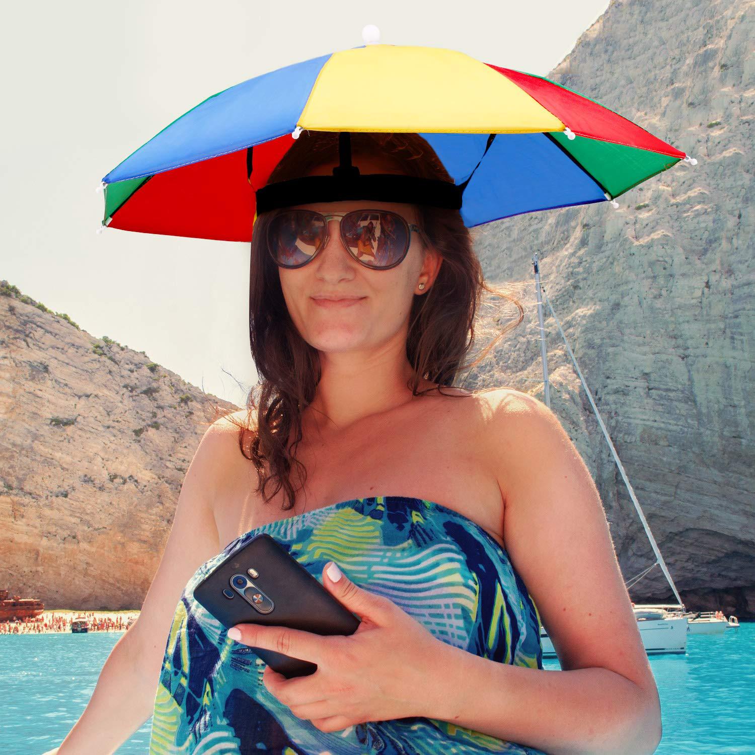 Sombrero de paraguas de pesca a prueba de viento y lluvia Cabeza de paraguas  Uso de protector solar De paraguas Sombrero de paraguas de cabeza plegable  Pesca con sombrilla al aire libre