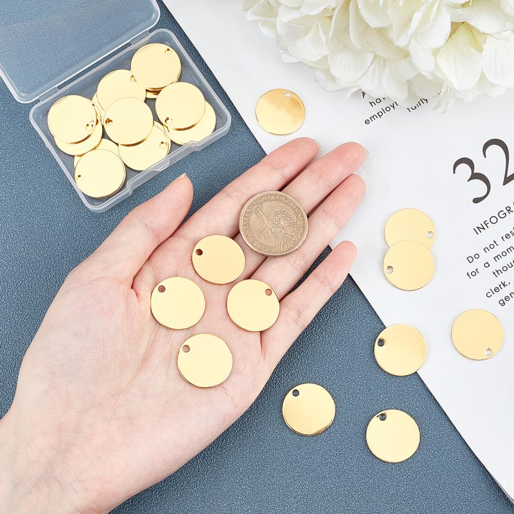 Flat Round Golden Brass Pendants Stamping Blank Tag - Temu