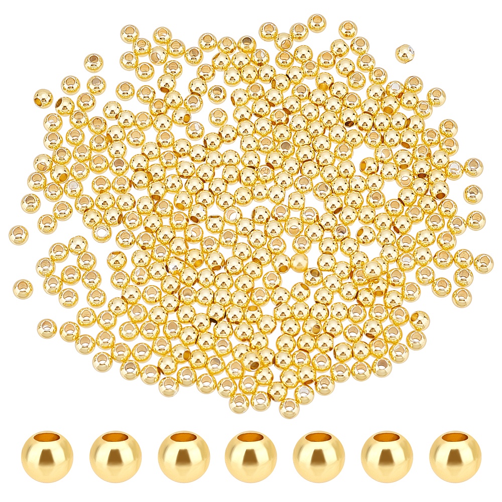 3 4 6 8 10 Gold Color Plated Ccb Round Seed Spacer Loose - Temu