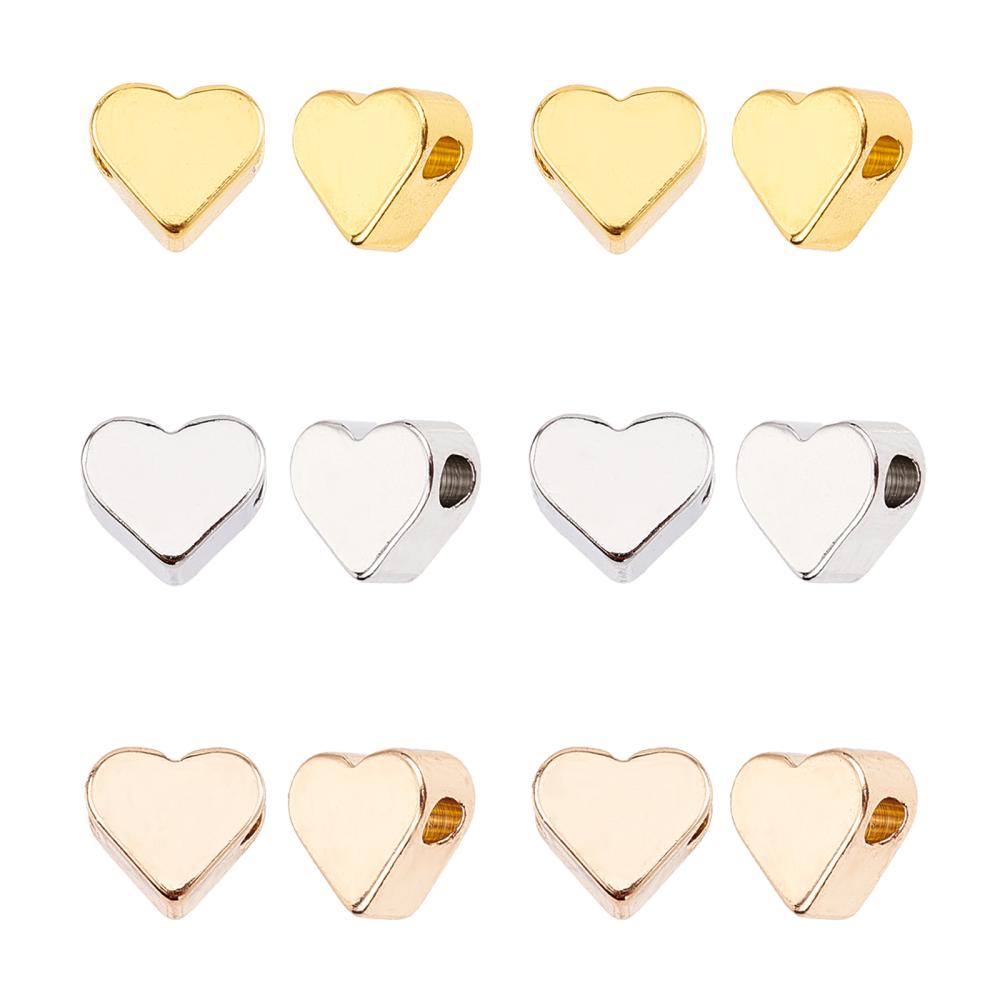 Love Heart Beads Golden Color Beads Spacer Loose Charms Bead - Temu