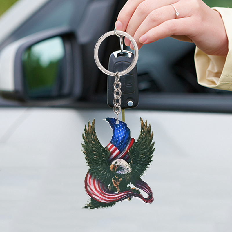 PU Leather USA Flag Car Key Chain, The United States Flags Keychain American Flag Key Ring Key Pendent Keyring for Motorcycles SUV,Temu