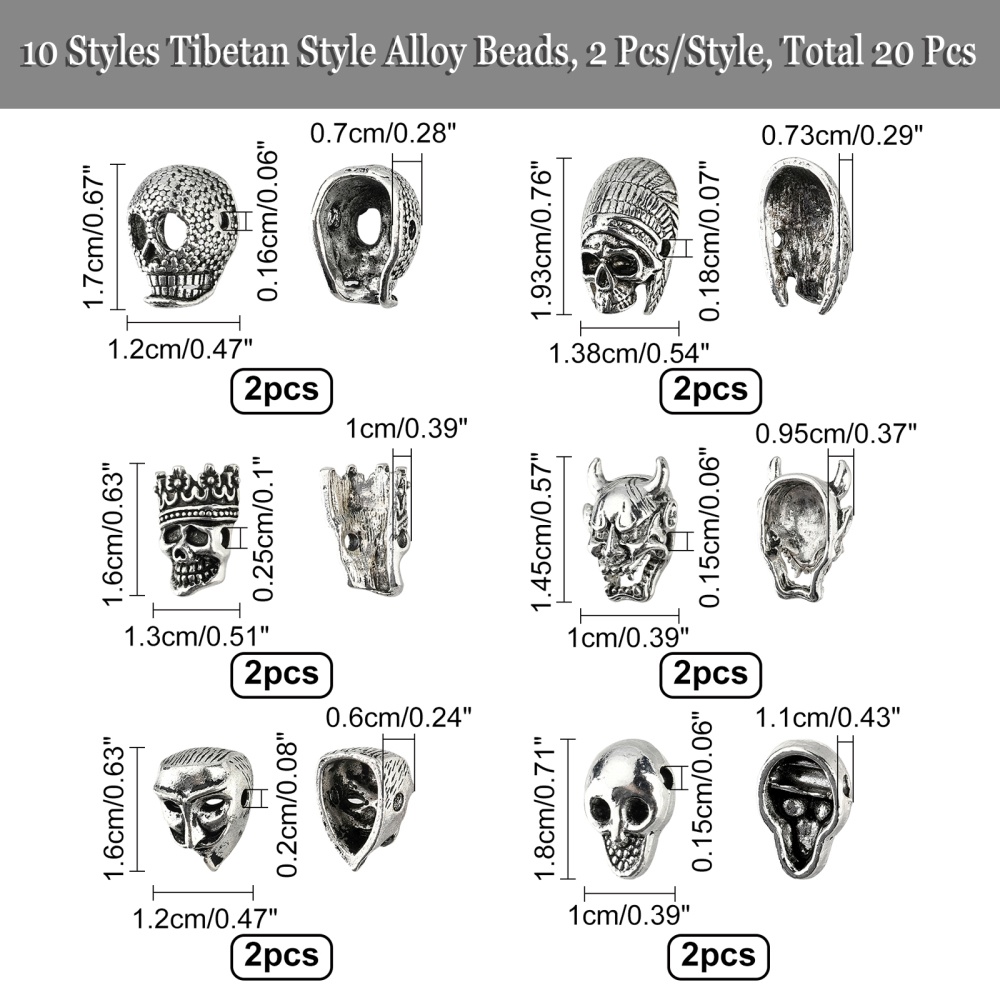 10 styles alloy beads skull head beads mask beads devil head details 3