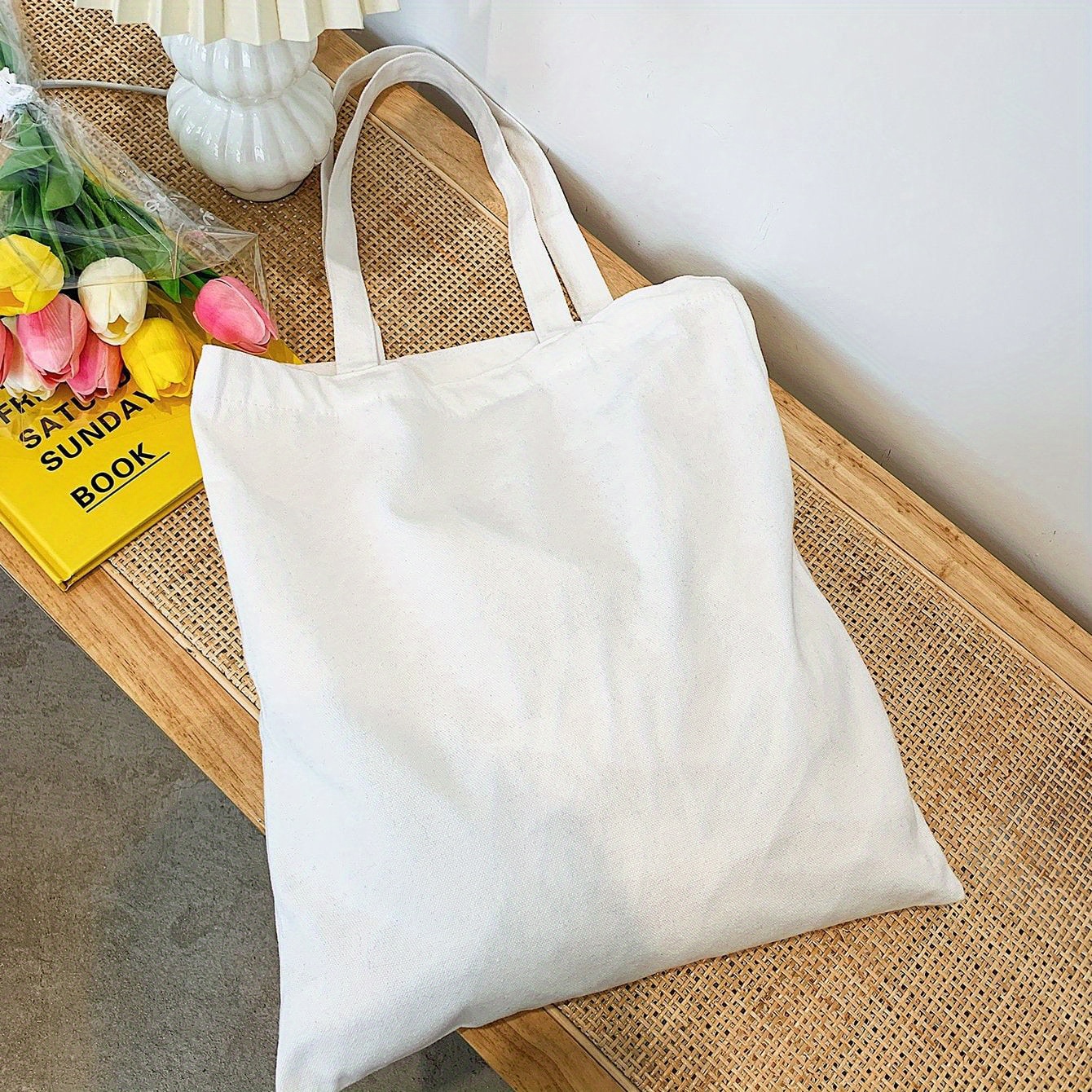 Onego White Mini Canvas Tote Bag