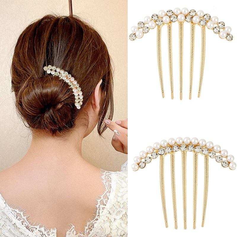 Pearl Rhinestone Hair Accessories Wedding Decorative Hair - Temu