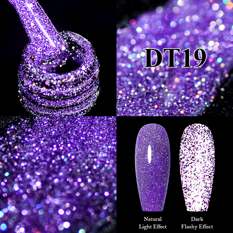 Reflective Glitter Gel Polish Diy Soak Off Uv Gel Nail - Temu