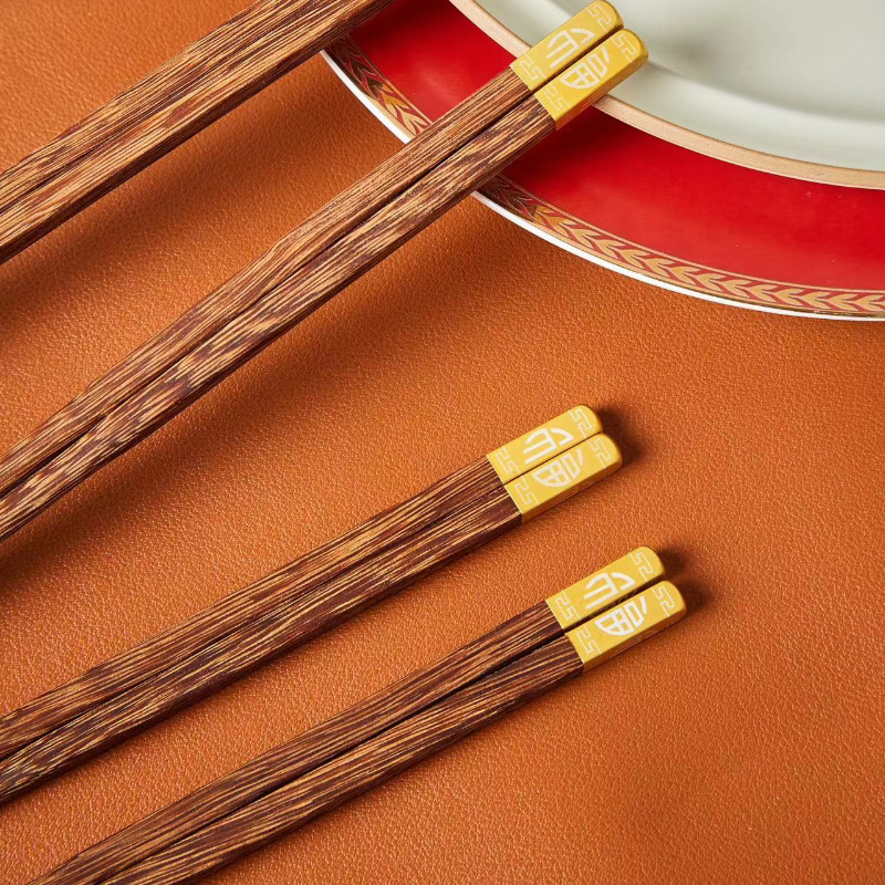 Luxury Chinese Silver Characters Sandalwood Chopsticks