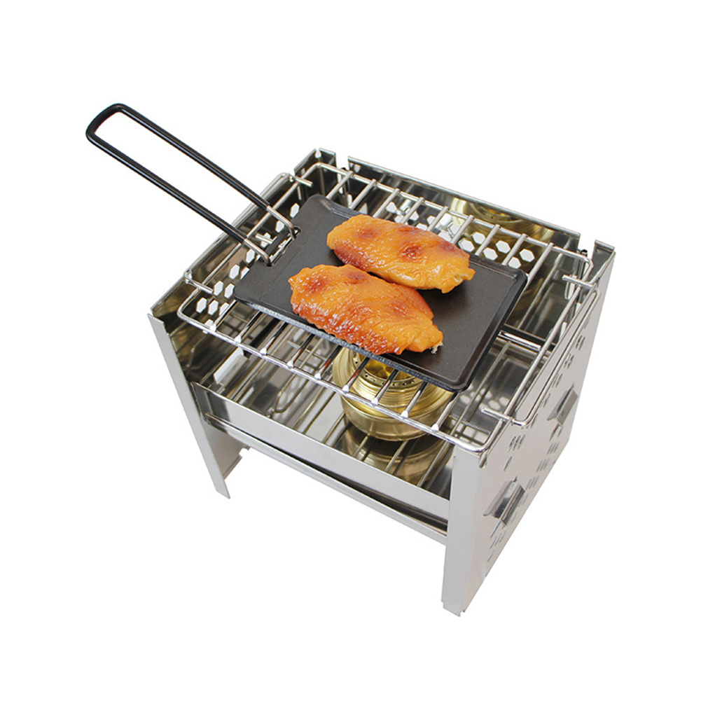Outdoor Camping Bake Pan Mini Barbecue Grill Portable Steel Frying